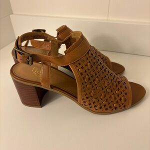 Franco Sarto Brown Leather Woven High Heel Sandals